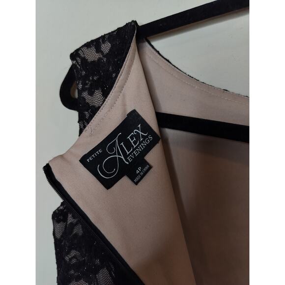 Alex Evenings Floral Lace Shimmer Gown Maxi Rhinestone Waist - Picture 13 of 13